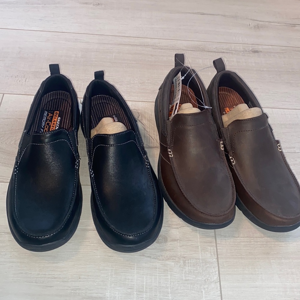Skechers bundle leather slip on relaxed fit air cooled memory foam 10.5 new